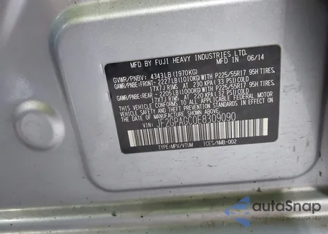 2014 Subaru Xv Crosstrek 2.0I Limited from USA, damaged, VIN JF2GPAGC0E8309090